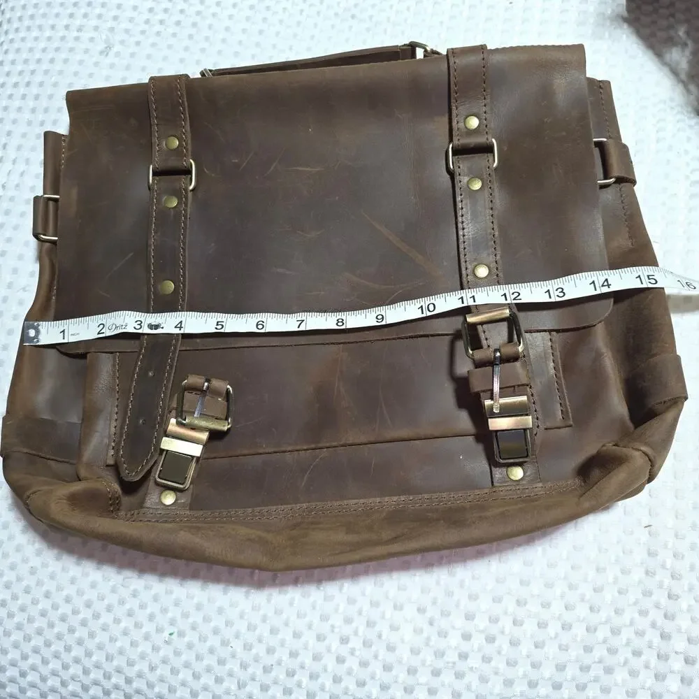 UNIVERSE FULL GRAIN LEATHER  LAPTOP MESSENGER BAG (NO STRAP)